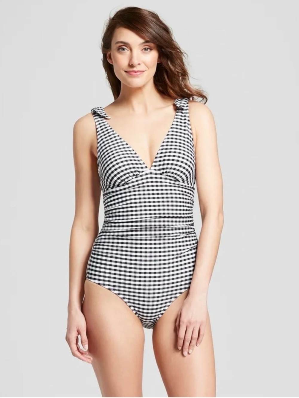 Gingham One Piece Black & White Swimsuit Sz L